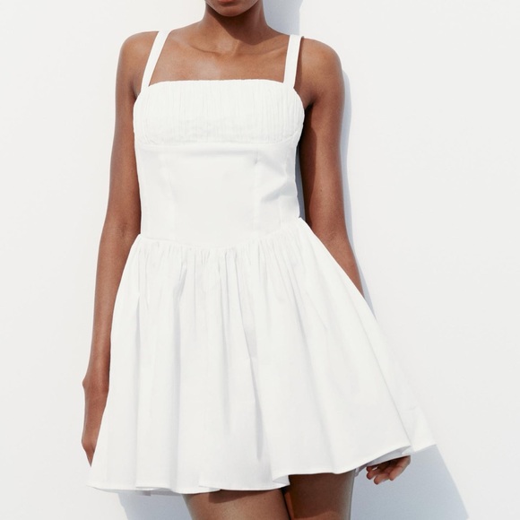 Zara Dresses & Skirts - ZARA Voluminous Skirt Dress White 5107/301 Small